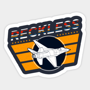 Reckless military jet airplane art with star and fringes Sticker